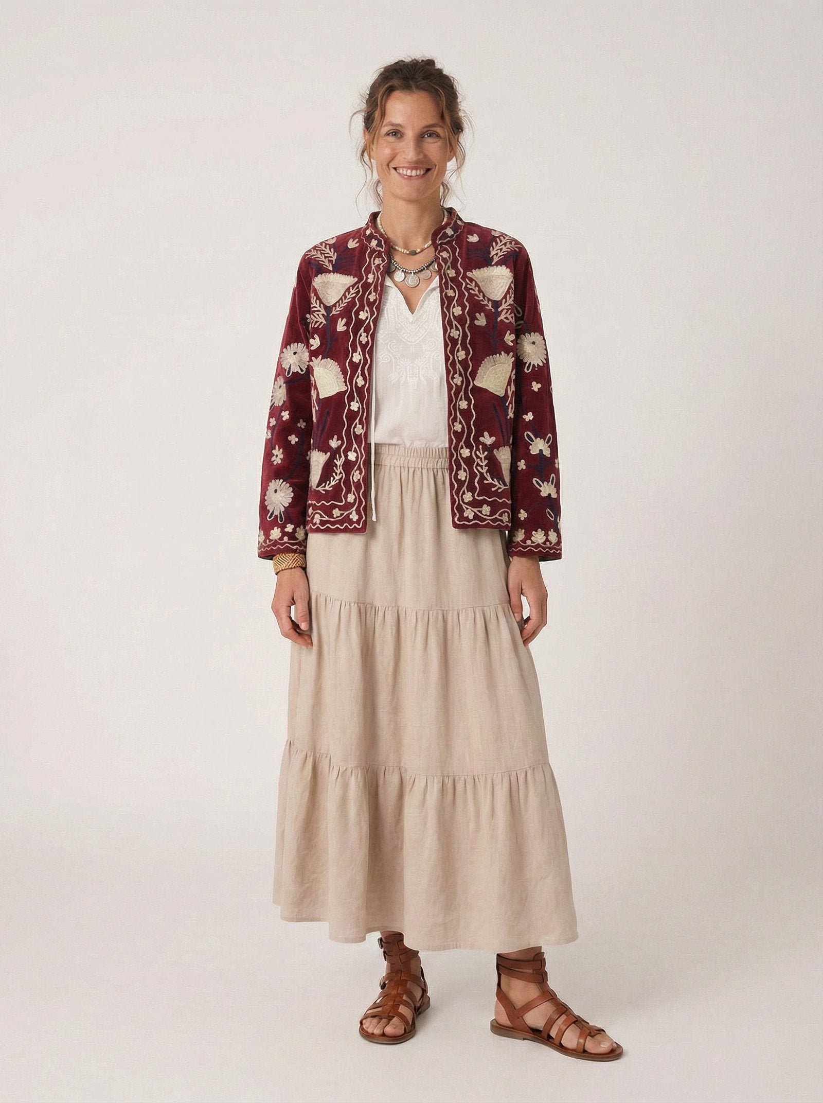 Chaqueta Suzani Bordeaux - KOKORO