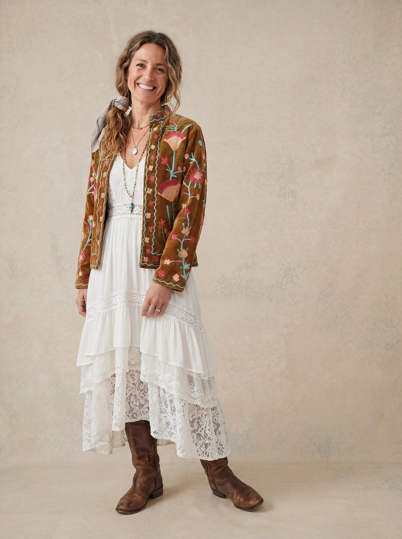 Chaqueta Suzani Camel Bloom - KOKORO